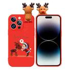 For iPhone 14 Pro Colored Drawing Deer Relief Doll Soft TPU Phone Case(Child and Deer) - 1