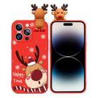 For iPhone 14 Pro Colored Drawing Deer Relief Doll Soft TPU Phone Case(Cute Elk) - 1