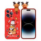 For iPhone 14 Pro Colored Drawing Deer Relief Doll Soft TPU Phone Case(Snowman and Deer) - 1