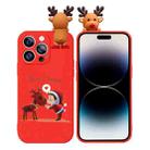 For iPhone 14 Pro Max Colored Drawing Deer Relief Doll Soft TPU Phone Case(Child and Deer) - 1