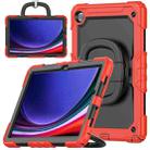 For Samsung Galaxy Tab A9+ Handle Silicone Hydric PC Tablet Case with Shoulder Strap(Red) - 1