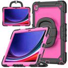 For Samsung Galaxy Tab A9+ Handle Silicone Hydric PC Tablet Case with Shoulder Strap(Rose Red) - 1