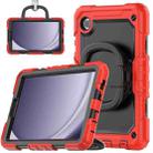For Samsung Galaxy Tab A9 Handle Silicone Hydric PC Tablet Case with Shoulder Strap(Red) - 1