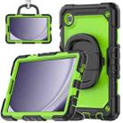 For Samsung Galaxy Tab A9 Handle Silicone Hydric PC Tablet Case with Shoulder Strap(Yellow Green) - 1