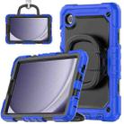 For Samsung Galaxy Tab A9 Handle Silicone Hydric PC Tablet Case with Shoulder Strap(Dark Blue) - 1