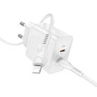 Hoco N35 Streamer PD45W USB-C / Type-C Dual Port Charger Set with Type-C to 8 Pin Cable, EU Plug(White) - 1