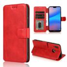 For Huawei P20 Lite Calf Texture Magnetic Buckle Horizontal Flip Leather Case with Holder & Card Slots & Wallet & Photo Frame(Red) - 1