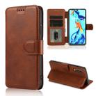 For Huawei P30 Calf Texture Magnetic Buckle Horizontal Flip Leather Case with Holder & Card Slots & Wallet & Photo Frame(Coffee) - 1