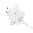 Hoco N35 Streamer PD45W USB-C / Type-C Dual Port Charger Set with Type-C to Type-C Cable, EU Plug(White) - 1