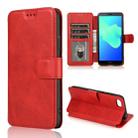 For Huawei Y5 2018 Calf Texture Magnetic Buckle Horizontal Flip Leather Case with Holder & Card Slots & Wallet & Photo Frame(Red) - 1