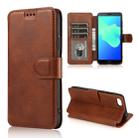 For Huawei Y5 2018 Calf Texture Magnetic Buckle Horizontal Flip Leather Case with Holder & Card Slots & Wallet & Photo Frame(Coffee) - 1