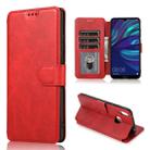 For Huawei Y7 2019 Calf Texture Magnetic Buckle Horizontal Flip Leather Case with Holder & Card Slots & Wallet & Photo Frame(Red) - 1