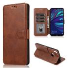 For Huawei Y7 2019 Calf Texture Magnetic Buckle Horizontal Flip Leather Case with Holder & Card Slots & Wallet & Photo Frame(Coffee) - 1