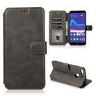 For Huawei Y9 2018 Calf Texture Magnetic Buckle Horizontal Flip Leather Case with Holder & Card Slots & Wallet & Photo Frame(Black) - 1