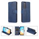 For Huawei P40 Calf Texture Magnetic Buckle Horizontal Flip Leather Case with Holder & Card Slots & Wallet & Photo Frame(Blue) - 1