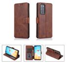 For Huawei P40 Calf Texture Magnetic Buckle Horizontal Flip Leather Case with Holder & Card Slots & Wallet & Photo Frame(Coffee) - 1