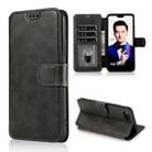 For Huawei Honor 10 Calf Texture Magnetic Buckle Horizontal Flip Leather Case with Holder & Card Slots & Wallet & Photo Frame(Black) - 1