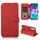 For Huawei Honor 20 Calf Texture Magnetic Buckle Horizontal Flip Leather Case with Holder & Card Slots & Wallet & Photo Frame(Red) - 1