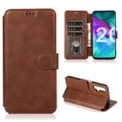 For Huawei Honor 20 Calf Texture Magnetic Buckle Horizontal Flip Leather Case with Holder & Card Slots & Wallet & Photo Frame(Coffee) - 1