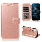 For Huawei Honor 20 Pro Calf Texture Magnetic Buckle Horizontal Flip Leather Case with Holder & Card Slots & Wallet & Photo Frame(Rose Gold) - 1