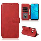 For Huawei Enjoy 9s Calf Texture Magnetic Buckle Horizontal Flip Leather Case with Holder & Card Slots & Wallet & Photo Frame(Red) - 1