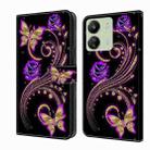 For Xiaomi Redmi 13C Crystal 3D Shockproof Protective Leather Phone Case(Purple Flower Butterfly) - 1