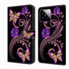For Xiaomi 14 Crystal 3D Shockproof Protective Leather Phone Case(Purple Flower Butterfly) - 1