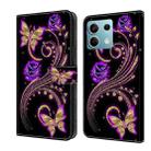 For Xiaomi Redmi Note 13  5G Crystal 3D Shockproof Protective Leather Phone Case(Purple Flower Butterfly) - 1