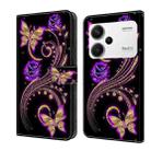 For Xiaomi Redmi K70E Crystal 3D Shockproof Protective Leather Phone Case(Purple Flower Butterfly) - 1