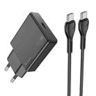 Hoco N37 Delgado PD20W USB-C / Type-C Single Port Charger Set with Type-C to Type-C Cable, EU Plug(Black) - 1