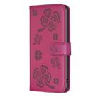 For Nokia C12 Four-leaf Embossed Leather Phone Case(Rose Red) - 2