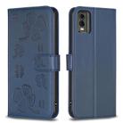 For Nokia C12 Four-leaf Embossed Leather Phone Case(Blue) - 1