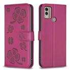 For Nokia C22 Four-leaf Embossed Leather Phone Case(Rose Red) - 1