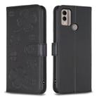 For Nokia C22 Four-leaf Embossed Leather Phone Case(Black) - 1