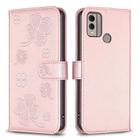 For Nokia C22 Four-leaf Embossed Leather Phone Case(Pink) - 1