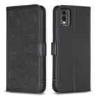 For Nokia C32 Four-leaf Embossed Leather Phone Case(Black) - 1