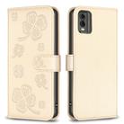 For Nokia C32 Four-leaf Embossed Leather Phone Case(Gold) - 1