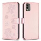 For Nokia C32 Four-leaf Embossed Leather Phone Case(Pink) - 1