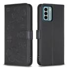For Nokia G22 Four-leaf Embossed Leather Phone Case(Black) - 1