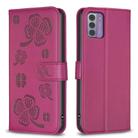 For Nokia G42 / G310 Four-leaf Embossed Leather Phone Case(Rose Red) - 1