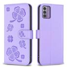 For Nokia G42 / G310 Four-leaf Embossed Leather Phone Case(Purple) - 1