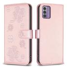 For Nokia G42 / G310 Four-leaf Embossed Leather Phone Case(Pink) - 1