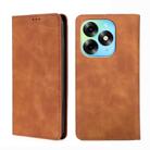 For Itel S23 Plus 4G Skin Feel Magnetic Leather Phone Case(Light Brown) - 1
