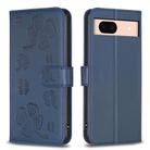 For Google Pixel 8a Four-leaf Embossed Leather Phone Case(Blue) - 1