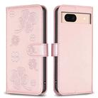 For Google Pixel 8a Four-leaf Embossed Leather Phone Case(Pink) - 1
