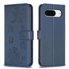 For Google Pixel 8 Four-leaf Embossed Leather Phone Case(Blue) - 1