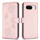 For Google Pixel 8 Four-leaf Embossed Leather Phone Case(Pink) - 1