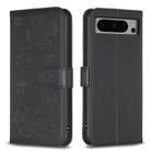 For Google Pixel 8 Pro Four-leaf Embossed Leather Phone Case(Black) - 1