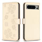 For Google Pixel 8 Pro Four-leaf Embossed Leather Phone Case(Gold) - 1