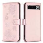 For Google Pixel 8 Pro Four-leaf Embossed Leather Phone Case(Pink) - 1